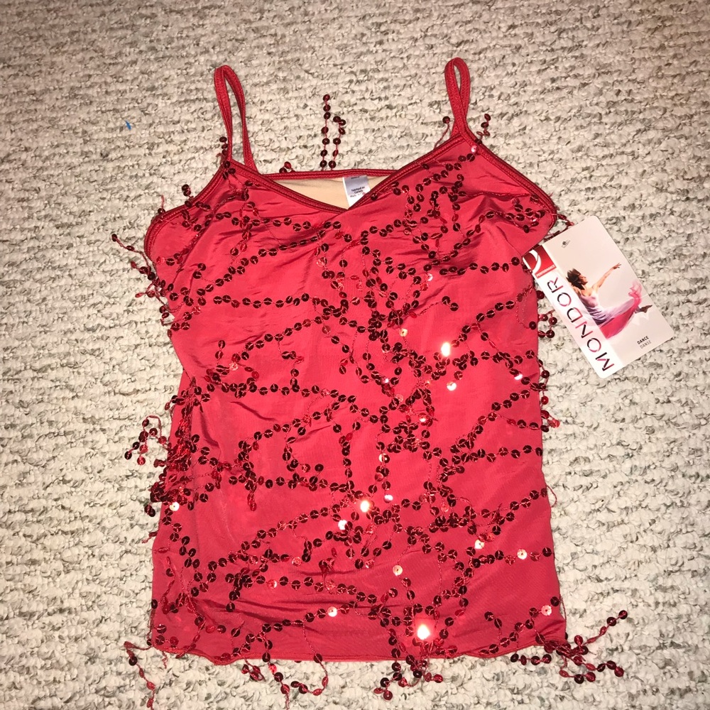 Red dance top with sequins